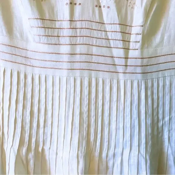 Antonio Melani Linen Sleeveless Floral Beige Cream Tan Shift Dress 6 Embroidery - Picture 8 of 14